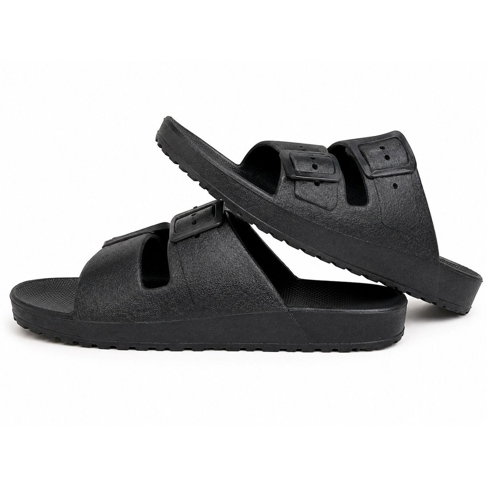 PLAKA Genesis Black Star Slide Sandals Black Size 6 New
